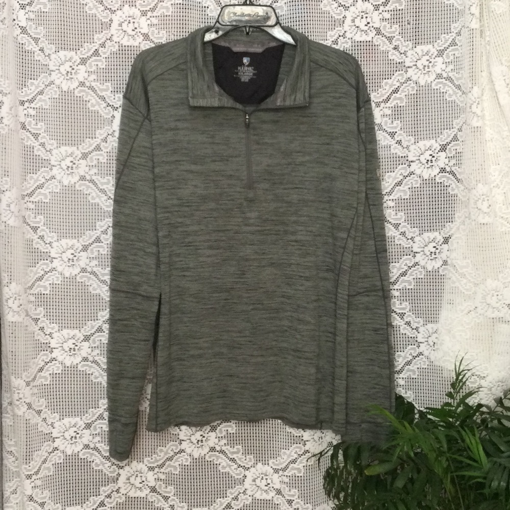 KÜHL Men Long Sleeve Thumb Hole 1/4 Zip Sweatshirt Green Size XXL